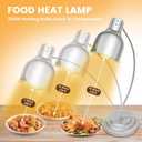 Food Heat Lamp, Commercial Food Warmer Lamp Includes 250W Infrared Bulb, 110V Stainless Steel Heat Lamps for Food Warming in Restaurant, Buffet, Catering, Home (Silver, 2 Bulbs)