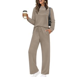 WIHOLL Plus Size Lounge Sets for Women Spring Clothes Summer Outfits 2026 Fall Fashion 2025 Two Piece Airport Travel Outfits Wide Leg Pants Matching Loungewear Sets Women's Winter Sweat Suit 3XL