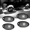 FSZZHYG 4 Pods White LED Rock Lights, Neon Underglow Wheel Fender Well Underbody Lighting Kits, Waterproof Aluminum Exterior Interior Lights for Trucks ATV UTV Car SUV Boat Off-Road, 12V 9 LEDs