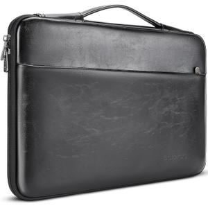 DOMISO 14 inch Laptop Sleeve Case Water-Resistant PU Computer Cover Bag for HP, Dell, Asus Notebook,Black