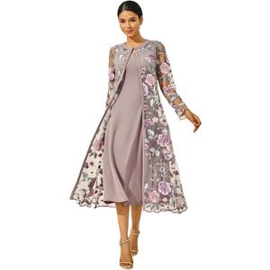 Women's Maxi Dresses 2 Piece Outfit Wedding Guest Cocktail Tea Party Dress Ruffle Lace Floral Casual Formal Evening Dress