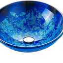 Blue OceanMystery Series Tempered Deco Glass Vessel Bathroom Sink in Starry Blue | Top Mount Sinks Above Countertop | Vanity Countertop Sink Bowl with Pop Up Drain |FW-LA604
