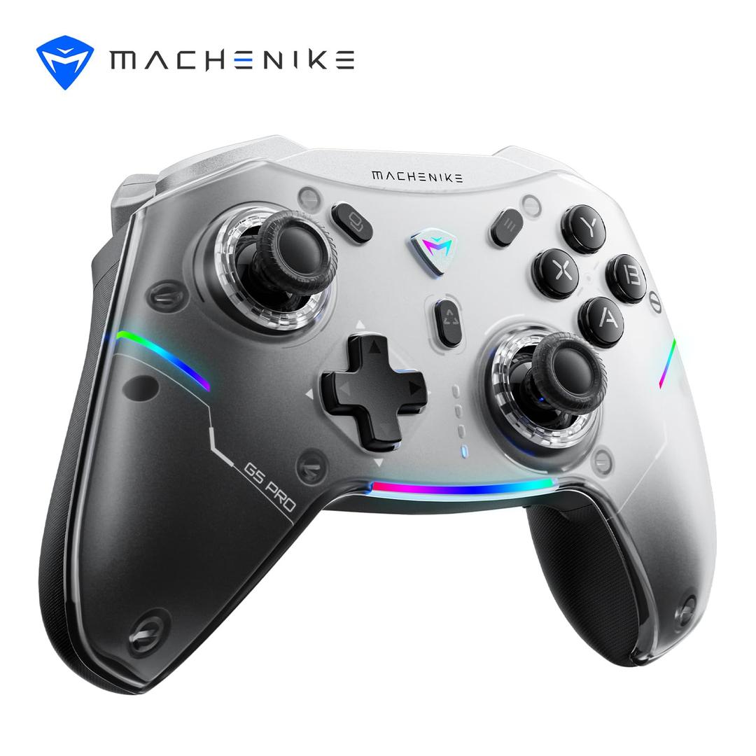 Machenike G5Pro Wireless Gaming Controller for Windows PC,Switch,IOS,Android,PC Controller Hall Effect Joystick/Triggers/Gyroscope,RGB Lights, Dark Gray