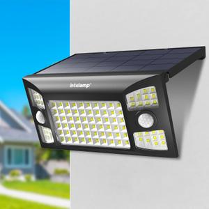 intelamp LED Folding Motion Outdoor Solar Lights 4000mAh 1300LM,Dual Sensors Solar Security Lights 270Lighting Angle with 3 Modes,Spotlights IP65 Waterproof(Yard,Wall,Porch,Garage) 1Pack