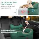 Dog Car Seat - Memory Foam Dog Booster Seats for Small Dogs Up to 25lbs-Elevated Pet Car Seat with Storage Pockets and Dog Seat Belt-Pet Travel Bed for Front & Back Seats-Removable Washable-Green