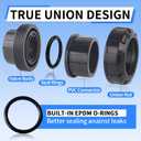 2 inch PVC Union Coupling, 2Pack Schedule 80 Slip Socket Pipe Fitting Unions 2'' PVC Connector Joint Adapter, for Swimming Pool Pump Industrial Pipeline System