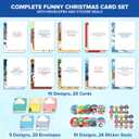 Decorably 20 Pack 5x7in Funny Christmas Cards with Envelopes and Stickers, 10 Charming Holiday Designs Seasons Greetings for Family, Friends & Loved Ones with Printed Message - Gifting, Mailing