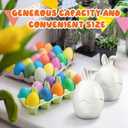Meanplan 2 Pcs Easter Bunny Ceramic Cookie Jar Candy Dish with Lid Bunny Easter Egg Candy Jar Ornament Decorative Storage Container Rabbit Food Storage Canister Cookie Jars for Spring Party, 8.5 oz (White)