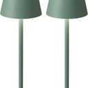 KDG 2 Pack Cordless Table Lamp,Portable LED Desk Lamp, 4000mAh Battery Operated, 3 Color Stepless Dimming Up, for Restaurant/Bedroom/Bars/Outdoor Party/Camping/Coffee Shop Night Light(Green)