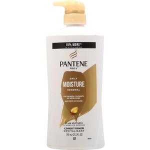 Pantene Conditioner, Daily Moisture Renewal - Pro-V Nutrients for Dry, Color-Treated, Straight to Curly Hair, 72-Hour Hydration & Softness, Paraben Free, Cleanses, Strengthens Bonds, 25.1 Fl Oz