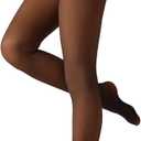 Aaronano Womens Fleece Lined Tights Control Top Triangle Crotch Thermal Leggings Fake Translucent Warm Stockings (Small-Medium, Tan)