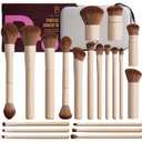 Professional Makeup Brushes BS-MALL With Travel Case - Kabuki Brush Eyeshadow Brush, Concealer Brush, Blush Brush Bronzer & Foundation 20 Pcs, Labeled Daily Use Gift Box Aluminum Ferrules (Beige)