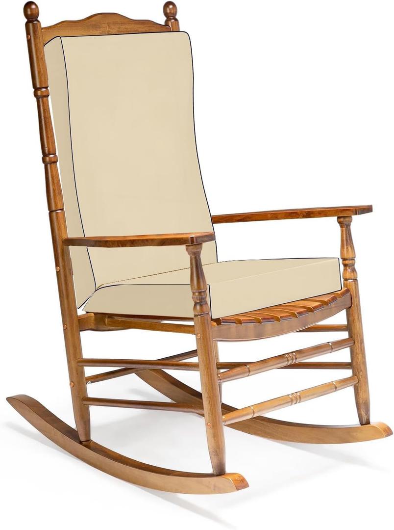 Cushions for Outdoor Furniture Outdoor Rocking Chair Cushions High Back Outdoor Chair Cushion for adirondack,Ergonomic Natural Curve Design,Waterproof Fade Resistant,Seat19x19,Back19x26in Beig