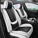 Car Seat Covers Front Seats White and Black, Premium Leather Car Seat Covers, Waterproof and Breathable Seat Covers, Universal Car Seat Protector Fit for Cars, Trucks, SUVs, Pick-ups