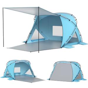Elegear Beach Tent Sun Shelter with Canopy, CumbreX™ 4-6 Person Pop Up Beach Tent, Easy Setup UPF 50+ UV Protection Portable Lightweight Waterproof Cooler Family Beach Cabana Sun Shade Shelter - Blue