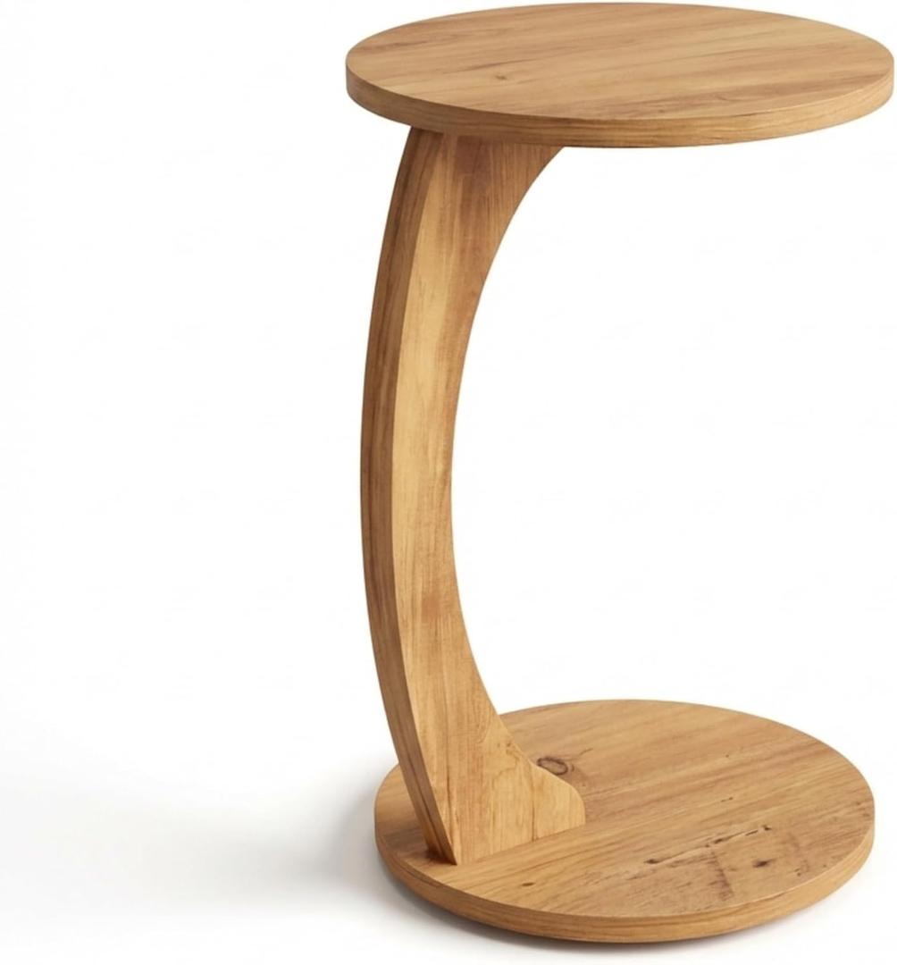 Ultimate Premium Products C-Shaped Round End Table with Rolling Wheels: A Movable, Space-Saving Side Table Perfect for Sofas, Living Rooms, Bedside Areas, and Optimizing Small Living Spaces | Brown