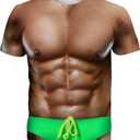 RAISEVERN Unisex Summer T-Shirts Crewneck Cool Short Sleeve Funny Graphic Print Top Casual Tees (XX-Large, Brown Green)