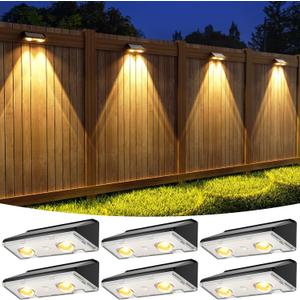 APONUO Solar Fence Lights Outdoor Waterproof, Fence Lights Solar Powered, 9 RGB Color Modes&Warm White&Cool White, Fence Solar Light Outdoor for Backyard, Patio, Wall, Yard,DeckBlack, 6 Pack APONUO Solar Fence Lights Outdoor Waterproof, Fence Lights Solar Powered, 9 RGB Color Modes&Warm White&Cool White, Fence Solar Light Outdoor for Backyard, Patio, Wall, Yard,DeckBlack, 6 Pack