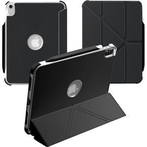 Case for iPad (A16) 11th Generation 11 Inch 2025, iPad 10th Generation Case 10.9 Inch 2022 with Pencil Holder, 3+Y Fold Magnetic Protective Stand Cover (Black)