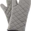 ARCLIBER Oven Mitts 1 Pair of Quilted Lining,Heat Resistant Kitchen Gloves,Classic Flame Oven Mitt Set,Grey 13 Inches (Gray)