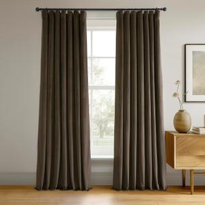HPD Half Price Drapes Signature Velvet Thermal Blackout Curtains for Living Room 120 Inch Long (1 Panel) Rod Pocket Insulated Blackout Curtains for Bedroom Window Curtains, 50W x 120L, Java