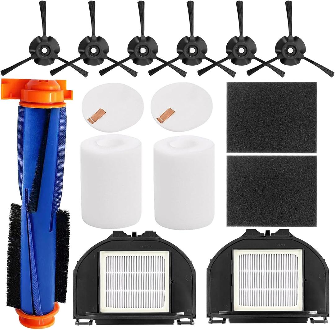 Replacement Parts for Shark RV2310AE/AV2310AE/RV2320S/RV2300S/UR2360S Matrix Robot Vacuum Cleaner,1 Main Brush Roller, 6 Side Brushes, 2 HEPA Filters, 2 Foam Filters(Not for RV2300/RV2310)-13Pack (Kits)