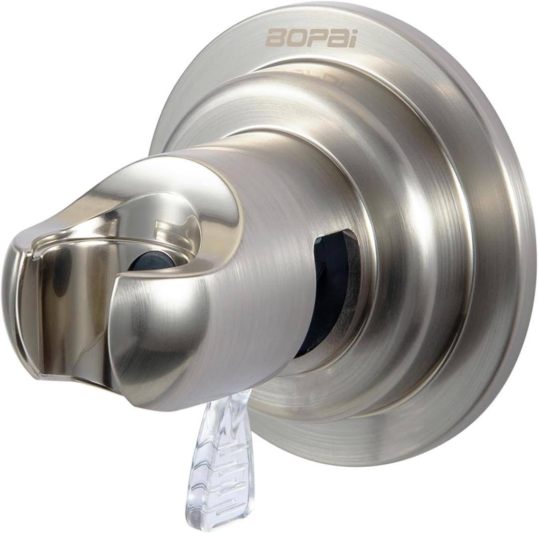 BOPai Suction Shower Head Holder, Relocatable Handheld Showerhead Holder, Fixed Angle - Brushed Nickel