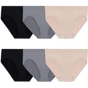 Fruit of the Loom Women's No Show Seamless Underwear, Amazing Stretch & No Panty Lines, Size L