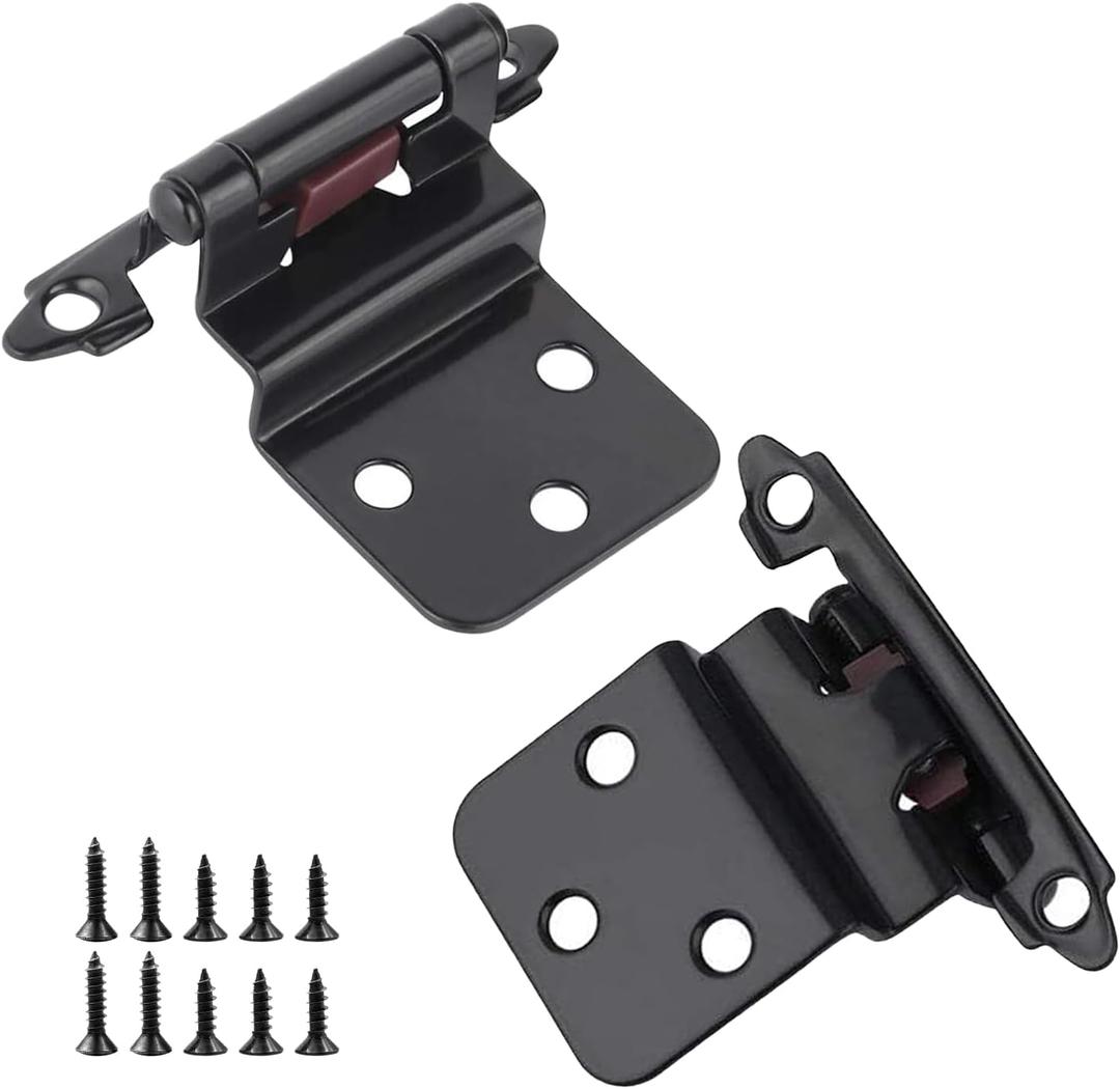 30 Pack 15 Pairs 3/8 inch Inset Cabinet Hinges Black,Self Closing 3/8" Cabinet Hinges Black Cupboard Hardware