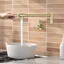 KES Gold Pot Filler with HeatResistant Cartridge, 26" Brushed Gold Pot Filler Faucet Over Stove, Wall Mount Kitchen Faucet Double Joints, Stainless Steel, NSF Certified, KN927LFF18BZ