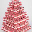 YestBuy 7 Tier Square Acrylic Maypole Cupcake Stand Cupcake Tower Stand, Premium Cupcake Holder, Display for Pastry Wedding Birthday Party
