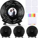 4 Sets Vinyl Wedding Record Guestbooks Alternative 12 Inch DIY Alternative Signature Record Guestbooks with Holders Stickers 8 Color Pens for Wedding Birthday School Halloween Christmas DIY Gifts