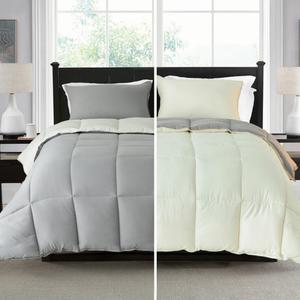 KASENTEX Queen Comforter Set  Reversible Dual Color  Goose Down Alternative  Ultra-Soft, Lightweight, Machine Washable, Maintain Fluffiness, All Season Warmth (Gull/Jet Stream)