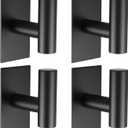 VAEHOLD Wall Towel Hooks, Heavy Duty Sticky Holder Waterproof Towel Hooks for Hanging Coat, Clothes, Closet Hook Wall Mount for Kitchen (Black, Adhesive 4 Pack)