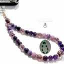 Glow in The Dark Firefly Beads Phone Wrist Strap, CellPhone wrist lanyard Charm Wristlet Bracelet with Tether Tab, Fits iPhone/Galaxy/Pixel, Handmade in USA (Amethyst)