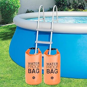 2PCS Pool Ladder Weights 10L Universal Pool Step Weights Sand Bag Waterproof 500D PVC Swimming Pool Stair Weights for Above Ground and Inside Pool with Nylon Handle Blue