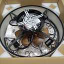 20 Inch Caged Ceiling Fans with Lights Flush Mount,Low Profile Fabric Farmhouse Bladeless Ceiling Fan with Remote, Farmhouse White Ceiling Fan for Bedroom,6 Speeds Reversible Silent Fandalier