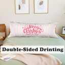 Pink Striped Christmas 20x54 Body Pillow Cover with Zipper,Merry Christmas Decor,Coquette Preppy Pink Bow Xmas Striped Decorative Long Hug Pillow Cases for Bed Couch