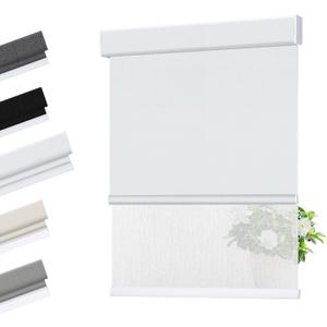 Allesin zen Cordless Dual Roller Shades with Square Cassette, Double Layer Shades, Blackout and Light Filtering, Day and Night Blinds for Home Office Door, White and White, 35" W X 64" H