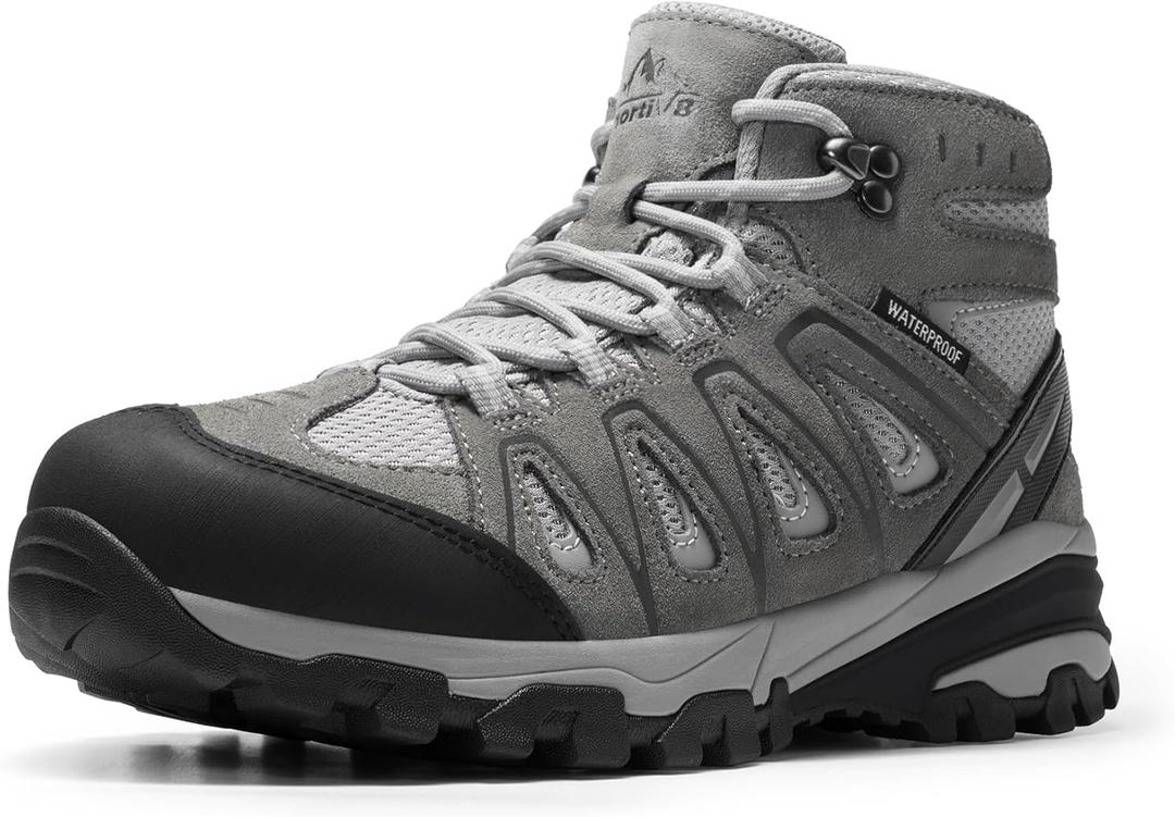 NORTIV 8 Women's Waterproof Hiking Boots Outdoor Trekking Camping Trail Hiking Boot (6, Light Grey)