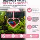 Floating Heart Betta Training Ring, Heart Active Betta Training Floating Ring, Floating Feeder, Betta Loops for Aquarium Decor, Pink, 3.8in x 3.7in (Pink, Single)