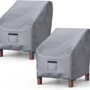 Patio Chair Covers for Outdoor Furniture Waterproof 2 Pack, Lawn Chair Covers 600D Heavy Duty Oxford Cloth, Large Covers for Lounge Lawn Deep Seat 31" W x 33" D x 36" H-Gray (Grey)