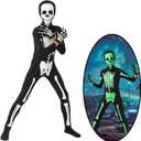 Cupohus Halloween Costume Glow in Dark, Skeleton Costume Bodysuit Jumpsuit - Halloween Outfits, Unisex, Kids