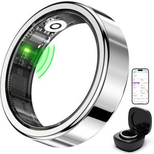FitElf 3 Pro Smart Ring Fitness Tracker, Health Sleep Tracker, Blood Pressure, Heart Rate and Oxygen Monitor Ring for Women/Men, IP68, No Subscription, 10-Day Battery Life (Silver, 9)