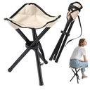Travel Folding Camping Stool, 14.6 inches Lightweight Outdoor Tripod Chair and Maximum weight 260 lbs Portable Party Chair Fishing Chairs Seat for Camp Hiking Beach Garden and Painting (Khaki)