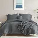 Monbix King Size Comforter Set - 7 Pieces Bed in a Bag King, Grey Bedding Sets with Comforter, All Seasons Comforter Bed Set with Sheets, Pillowcases & Shams