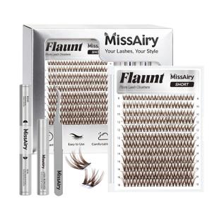 Flaunt Lash Clusters Kit Brown Eyelash Clusters Dark Brown Wispy Lash Clusters Eyelash Clusters Lashes Clusters 8-18mm D Curly Cluster Eyelash Extensions Individual Lashes(Flaunt Dark Brown Kit)