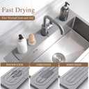 Faucet Mat for Kitchen Sink -Diatomite Stone Drying Mat for Kitchen Counter & Bathroom Sink,Quick-Dry Kitchen Sink Mat-Sink Protector & Splash Guard,Super Absorbent (Gray, 15.8"x4")
