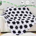 Soccer Blanket Soccer Gifts for Boys Girls 8-12 Coach Team Gifts Birthday Bedroom Stuff (Black White, 40x50 inch)
