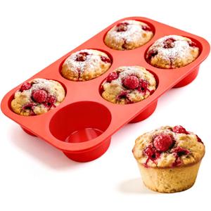 Jumbo Muffin Pan, 3.5 Inch Large Muffin Pan 6 Cup Silicone Jumbo Cupcake Tin for Baking Food Grade Silicone Mold Non Stick